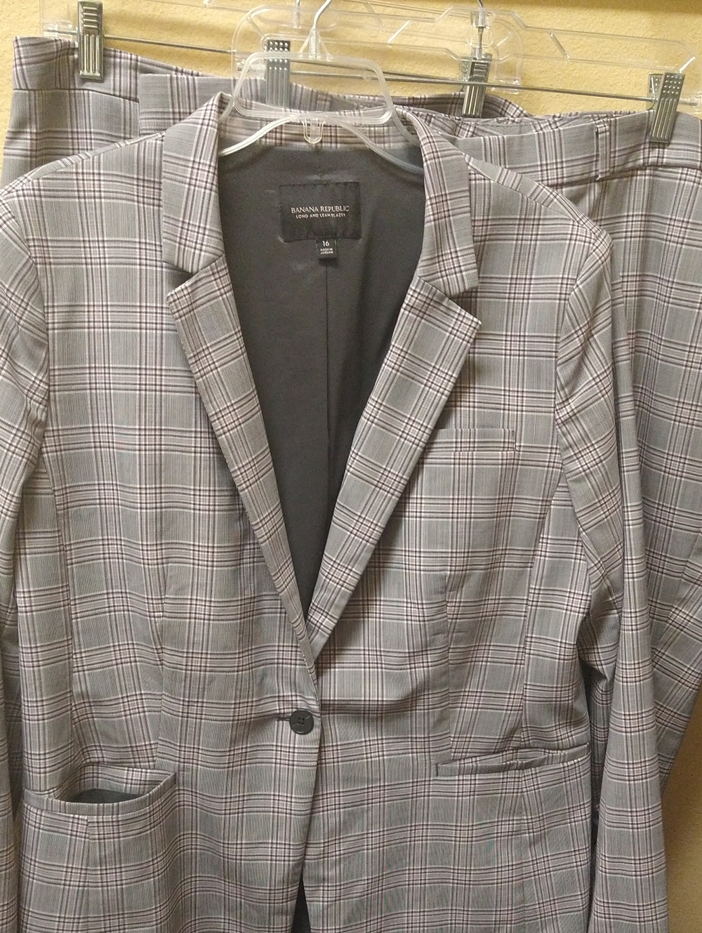 Banana Republic Gray/Lilac Glen Plaid Blazer